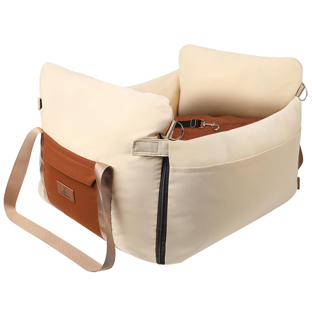 Felixora dog car seat apricot front view for secure travel comfort