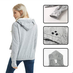 Felyong pet carrier hoodie worn for hands-free errands and pet time