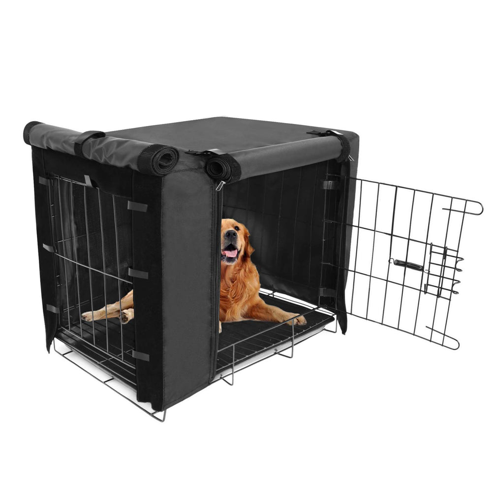 Femuar durable dog crate cover front view with universal 30-inch fit for privacy