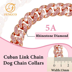 Fengco Rosegold dog collar wrapped-neck demonstrates secure, stylish fit for daily activity.