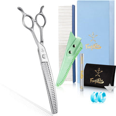 Fengliren curved thinning scissors blade close-up for precise texture blending