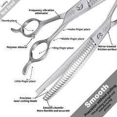 Fengliren curved thinning scissors solid screw for stable tension control