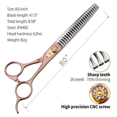 Fenice Peak 440C stainless steel teeth emphasize durability and long-lasting performance.