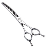 Fenice Peak curved chunker dog grooming shears 7in for precise face trimming and smooth body shaping.