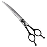 Fenice Peak curved dog grooming scissors with closed blade for precise trims