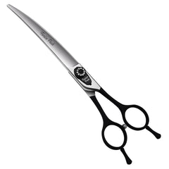 Fenice Peak curved dog grooming scissors with closed blade for precise trims
