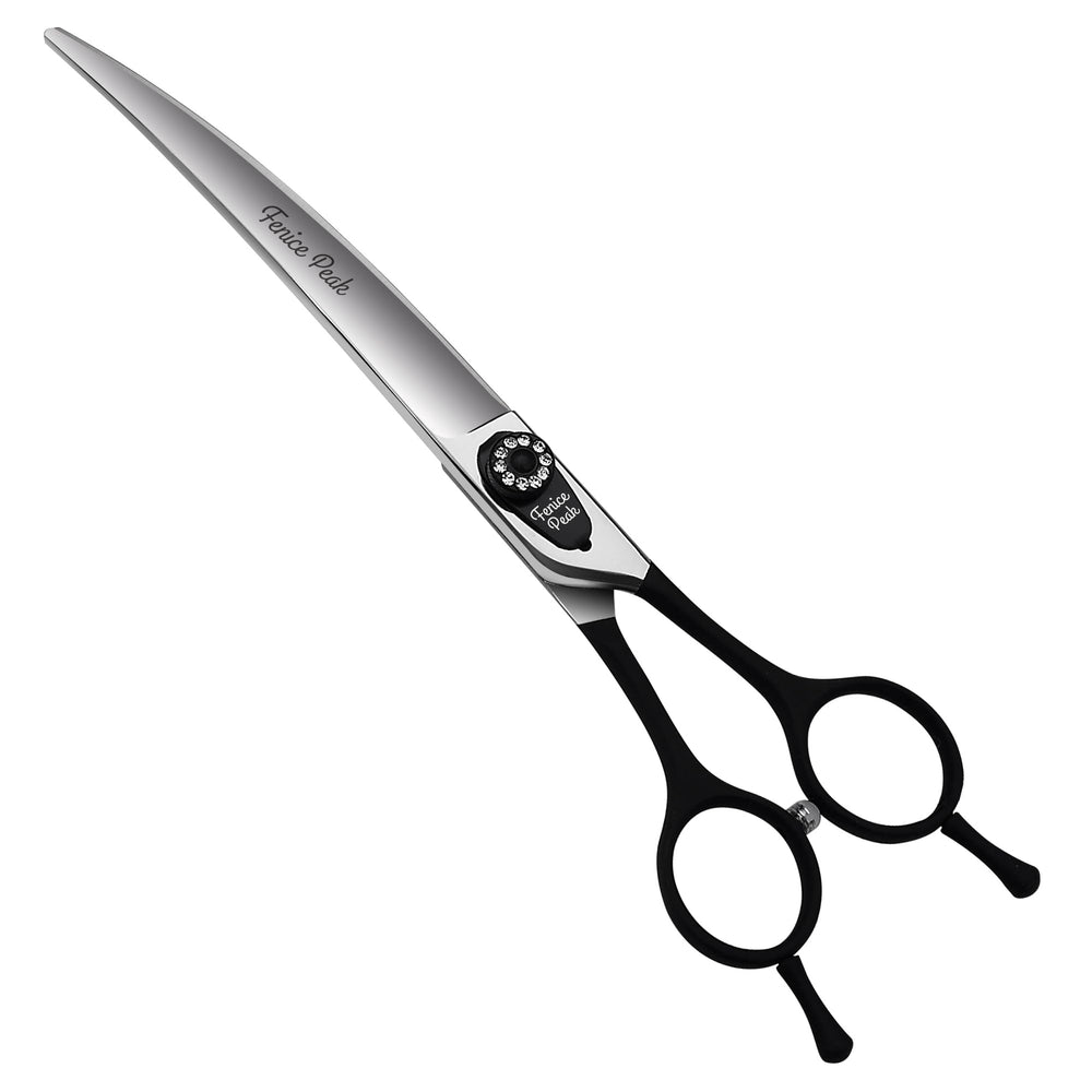 Fenice Peak dog grooming scissors front view shows premium Japanese steel for precise cuts