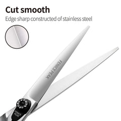 Fenice Peak dog straight scissors side view highlighting ergonomic handle for comfortable grooming