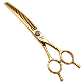Fenice Peak 7-inch gold dog grooming scissors close-up for precise trimming
