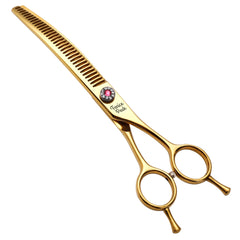 Fenice Peak 7-inch gold dog grooming scissors close-up for precise trimming