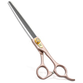Fenice Peak thinning scissors 7.75 inch blade close-up with durable 440C steel.