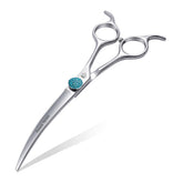Fenice Totem curved shear 45-degree arc close-up shows precise trimming capability.