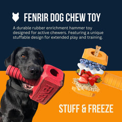 Fenrir Hammer dog chew toy blue large side view shows durable rubber for chewers