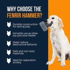 Fenrir Hammer dog chew toy blue large stuffed with treats for extended enrichment