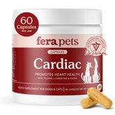 Fera Pets Cardiac Support bottle shows 60 heart-healthy capsules for daily care.