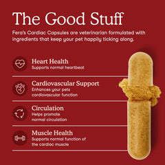 Ingredients on a spoon for Fera Pets Cardiac Support with taurine and hawthorn berry.
