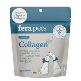 Fera Pets collagen powder jar close-up showing premium blend for joints and skin