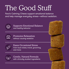 Fera Pets calming chews with ashwagandha ingredients panel