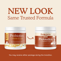 Fera Pets Probiotics scoop shows dosing for dogs and cats.