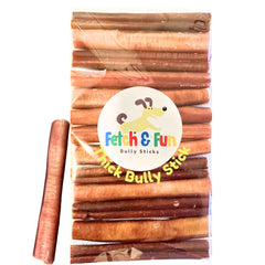 Fetch & Fun BULLYSTICKS 6in thick pack for medium and large dogs, durable chew.