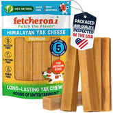 Fetcheroni Himalayan Yak Chews packaging highlights premium, preservative-free dog treats.