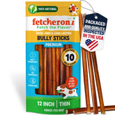 Fetcheroni odor-free bully sticks 12inch pack hero — long-lasting chew for dogs
