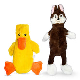 FGA MARKETPLACE Duck-Fox flat no-squeak toy closeup highlights durable plush fabric for calm play.