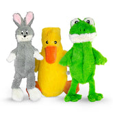 FGA Marketplace frog-grey-rabbit-duck no-st stuffing toy closeup for quiet play