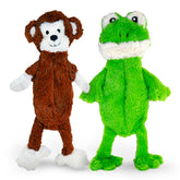 FGA MARKETPLACE Monkey-Frog Flat no-stuffing toy—quiet play for small and medium dogs.