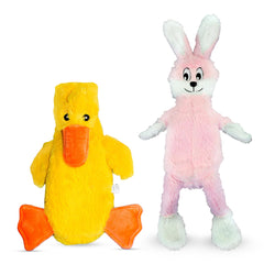 FGA MARKETPLACE Pink Rabbit-Duck toy front view shows no-squeak, quiet play.