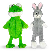 FGA MARKETPLACE Frog-Grey Rabbit flat no-squeak toy delivers quiet play for small and medium dogs.