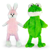 FGA MARKETPLACE Frog-Pink Rabbit Flat No-Squeak toy front view for quiet play