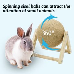 Fhiny rotating sisal ball during grasping attracts curious small animals for enrichment.