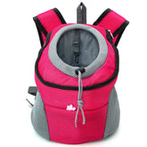 Fhiny dog carrier backpack front view shows breathable mesh for comfortable carrying.