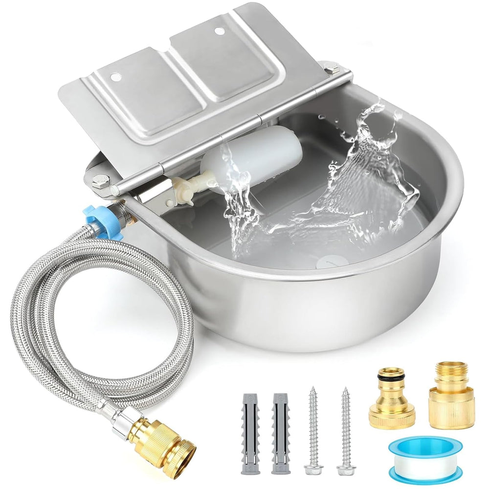 FHTONGE automatic water bowl outdoor setup maintains steady hydration for dogs.