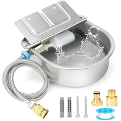FHTONGE automatic water bowl outdoor setup maintains steady hydration for dogs.