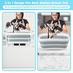 FHTONGE dog bath tub raised to 98 cm height for comfortable standing washing.