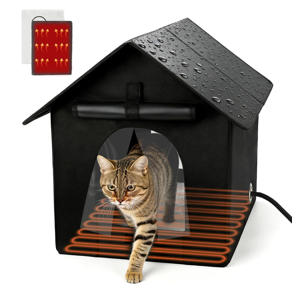 FHTONGE heated cat house exterior shell keeps outdoor cats warm in winter.
