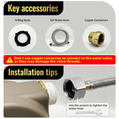 Ficuswin water hose and copper connectors close-up showing secure fittings.