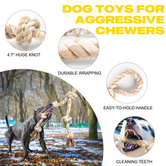 Fida dog rope toy includes a sturdy handle for easy tug games.