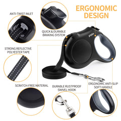 Fida anti-slip ergonomic handle reduces hand fatigue during enthusiastic dog trots.