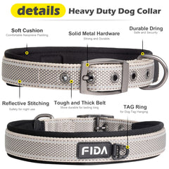 Fida heavy duty collar shows durable metal buckle for secure fits.