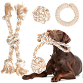 Fida heavy duty dog rope toy ball for fetch and chew relief
