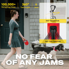 Fida retractable dog leash 16ft reflective tape boosts night-time visibility and safety.