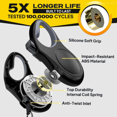 Fida retractable dog leash 16ft reflective tape increases visibility during night walks.