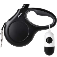 Fida retractable dog leash with dispenser 16ft showing integrated poop bag holder for on-the-go cleanup.