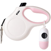Fida retractable leash for small dogs up to 26 lbs in white-pink, emphasizing gentle control