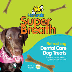 Fido Super Breath dental bone closeup highlighting v-groove design for easy hold and gum massage