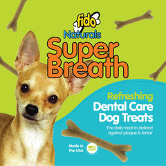 Fido Super Breath 100-count bag highlights value and long-lasting dental care for small dogs.