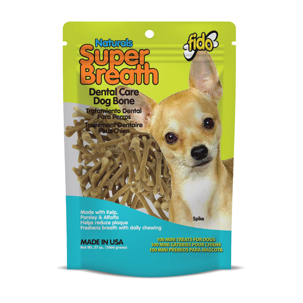 Fido Super Breath packaging shows resealable bag for easy freshness and convenience.